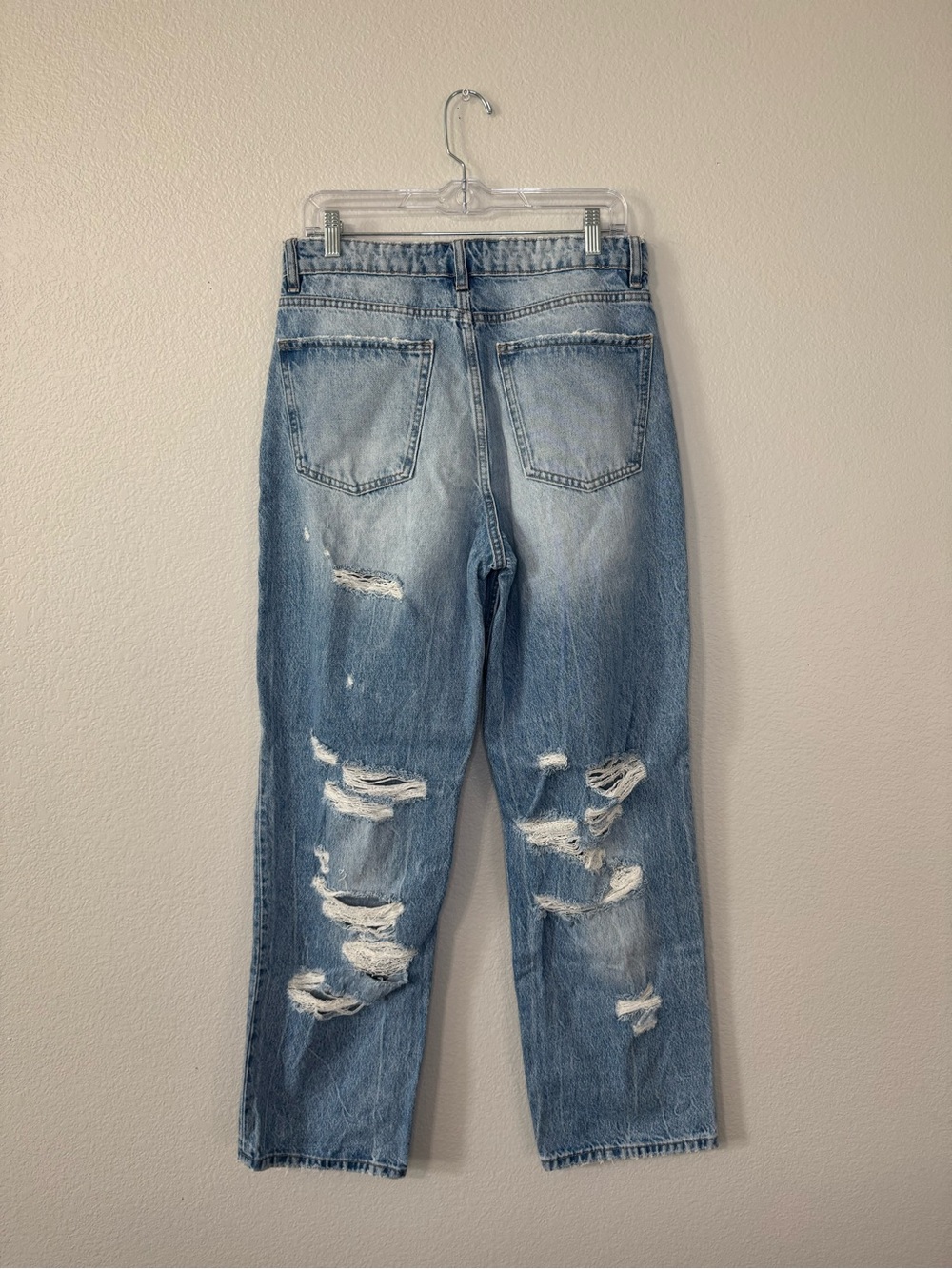 Zara Distressed Straight Leg Mom Jeans Light Wash Denim Size 6 - Picture 3 of 8